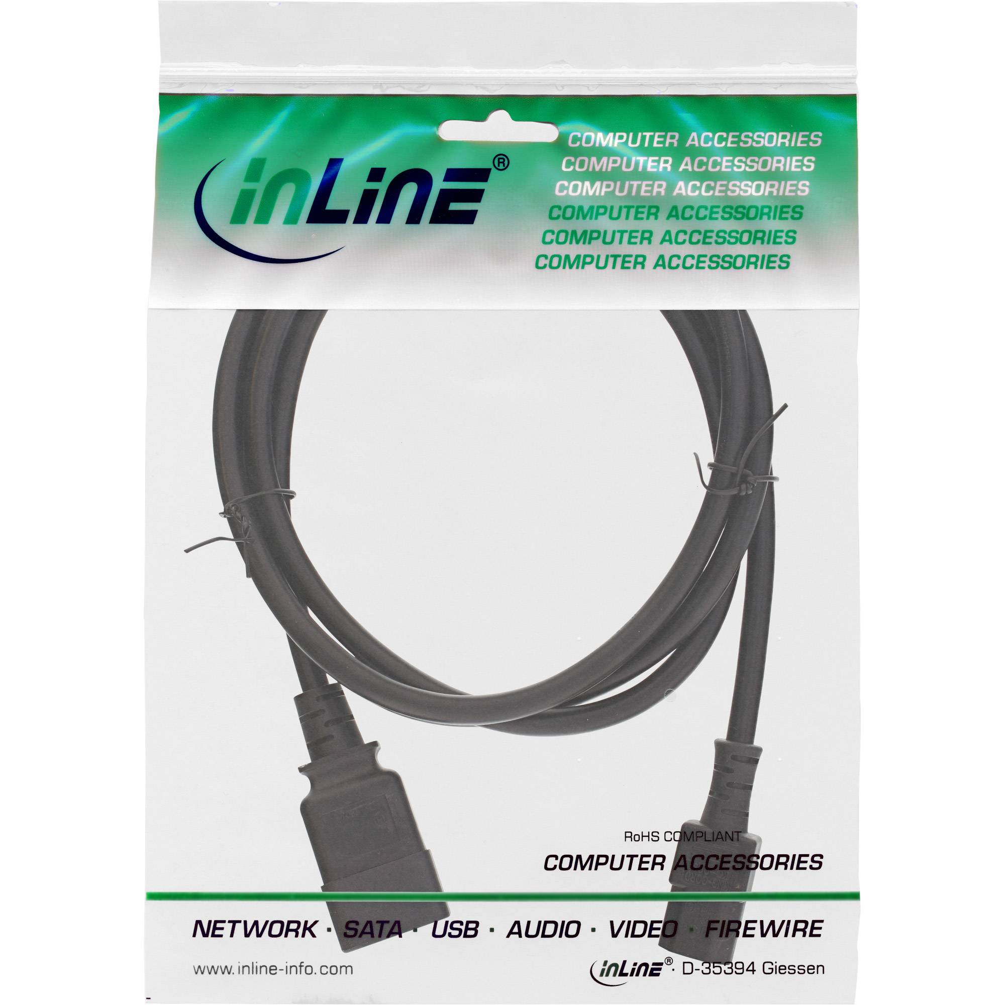 INLINE - Netz Adapterkabel - IEC-60320 C20 auf C13 - 3x1,5mm² - max 10A - 1m
