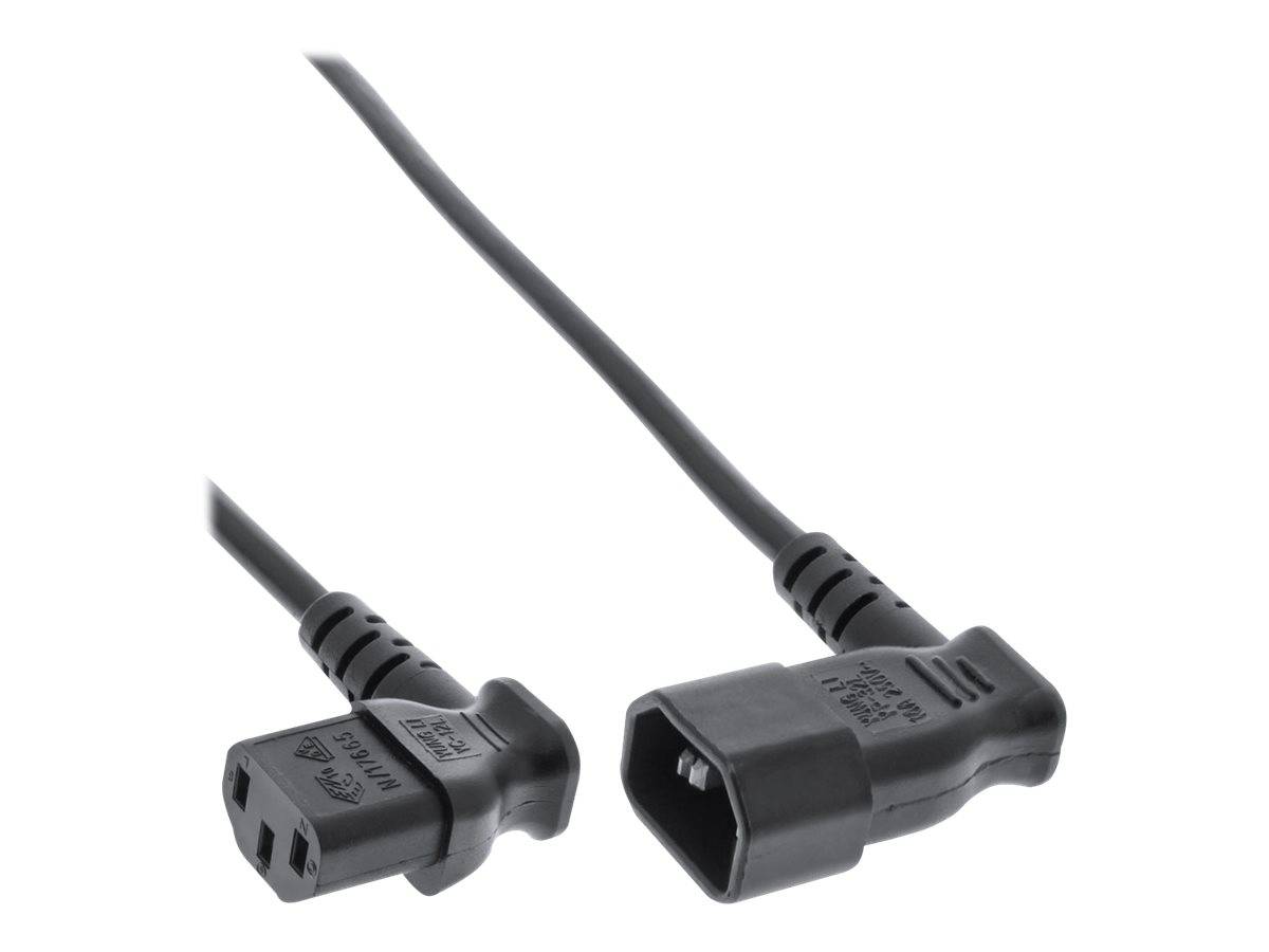 INLINE - Netzkabel Kaltgeräteverlängerung - C13 auf C14 - 90° abgewinkelt - 3,0m