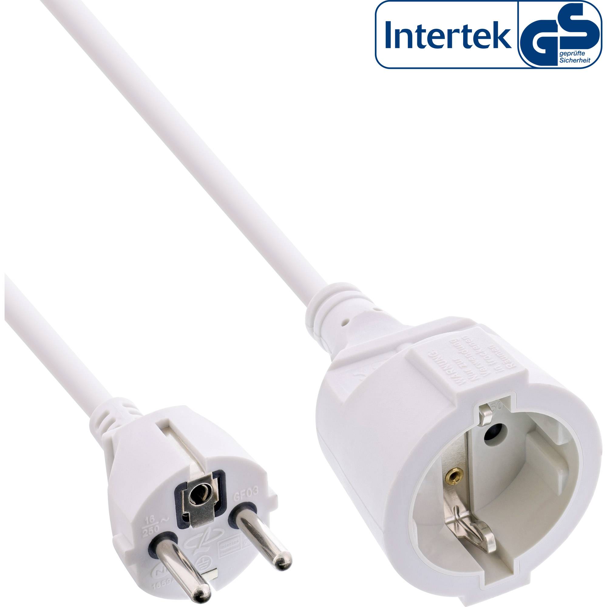 INLINE - Schutzkontakt-Verlängerung ST / BU - weiß - 2m