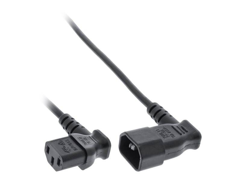 INLINE - Netzkabel Kaltgeräteverlängerung - C13 auf C14 - 90° abgewinkelt - 1,0m