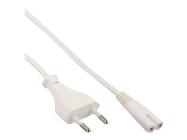 INLINE - Netzkabel - Netzstecker auf Euro 8 C7 Stecker - weiß - 0,5m