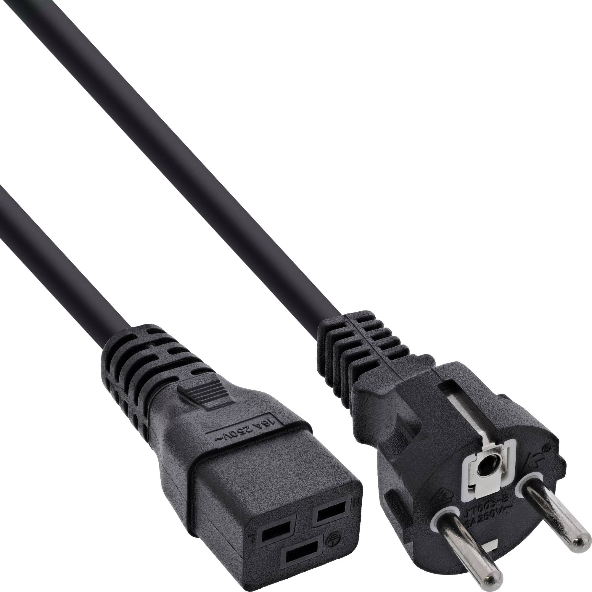 INLINE - Netzkabel 16A - Schutzkontakt gerade / Kaltgerätestecker IEC320/C19 - 1,5m
