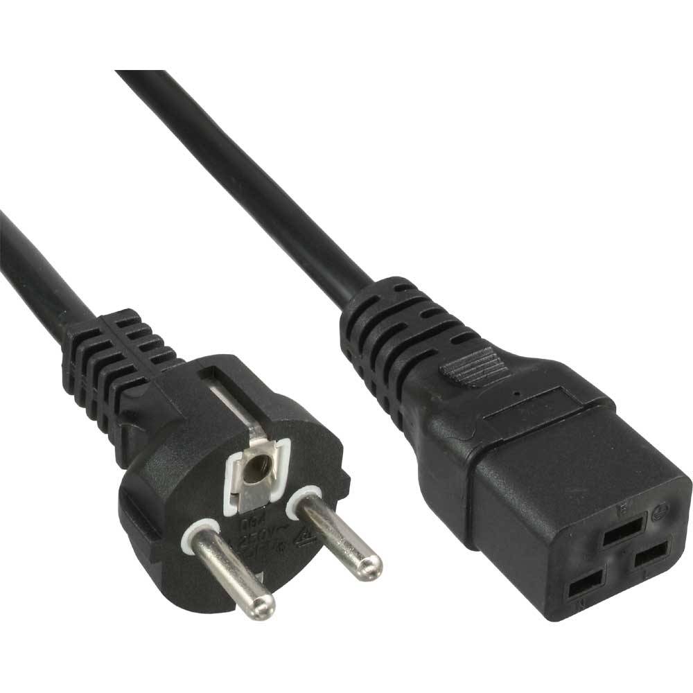 INLINE - Netzkabel 16A - Schutzkontakt gerade / Kaltgerätestecker IEC320/C19 - 1m