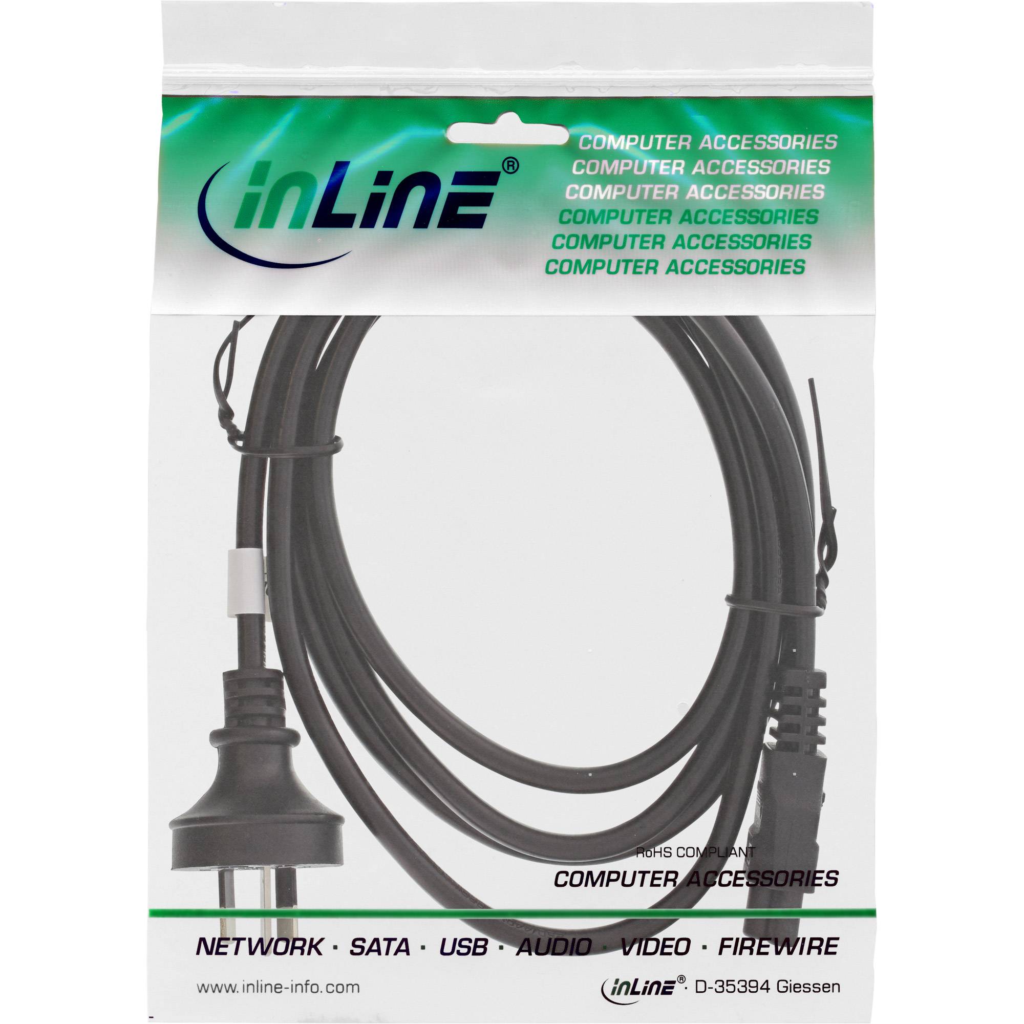 InLine Netzkabel für Notebook - Australien - 3pol Kupplung - 2m - 2 m - Schwarz