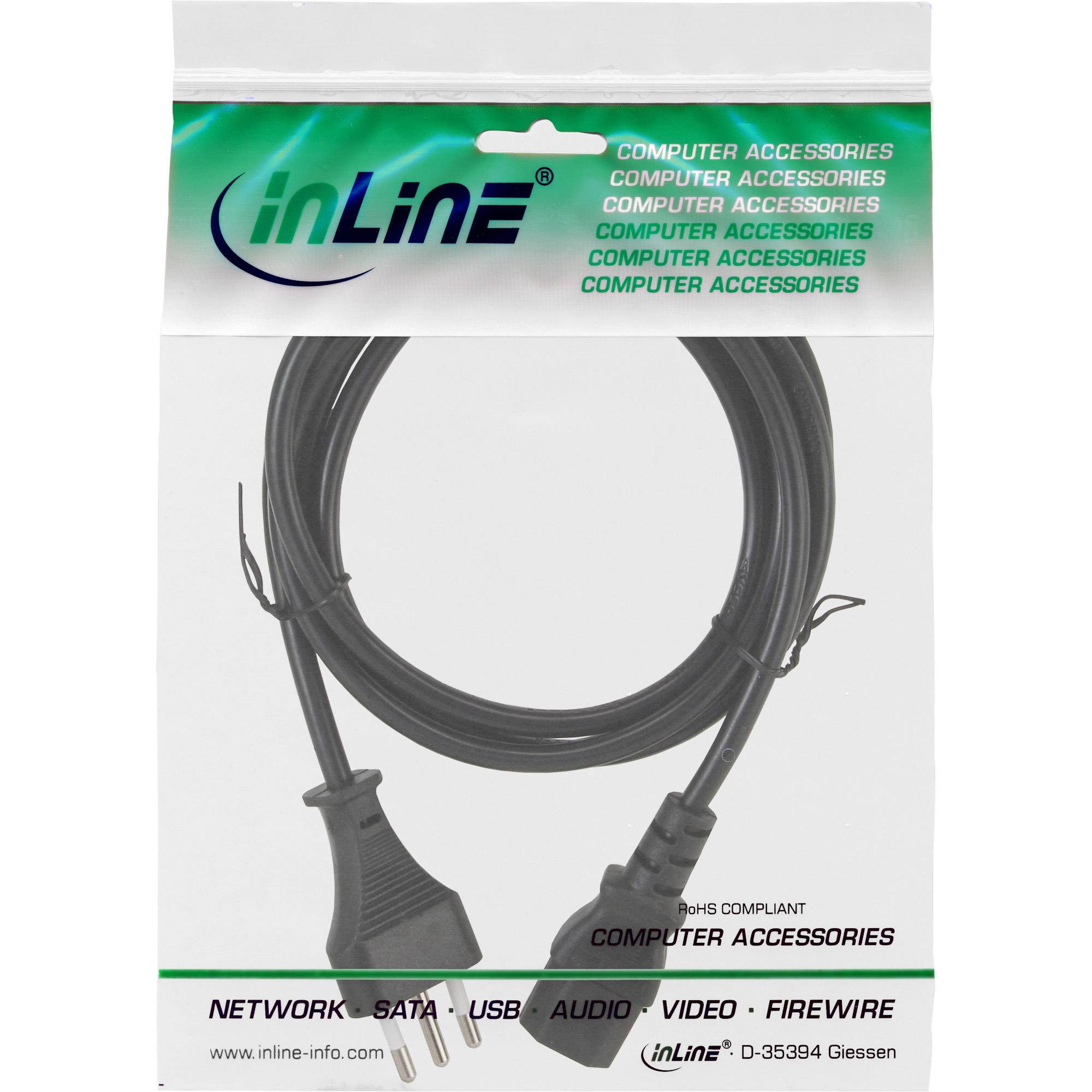 INLINE - Netzkabel - Netzstecker Italien auf Kaltgerätestecker C13 - 1,8m