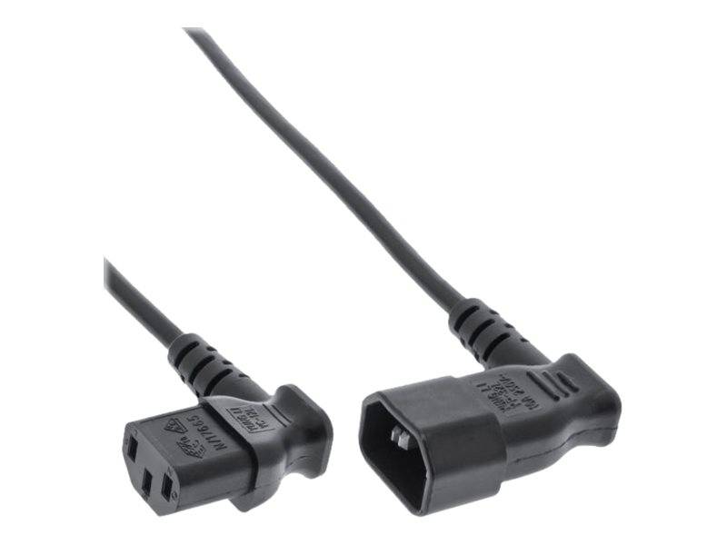 INLINE - Netzkabel Kaltgeräteverlängerung - C13 auf C14 90° abgewinkelt - 0,4m