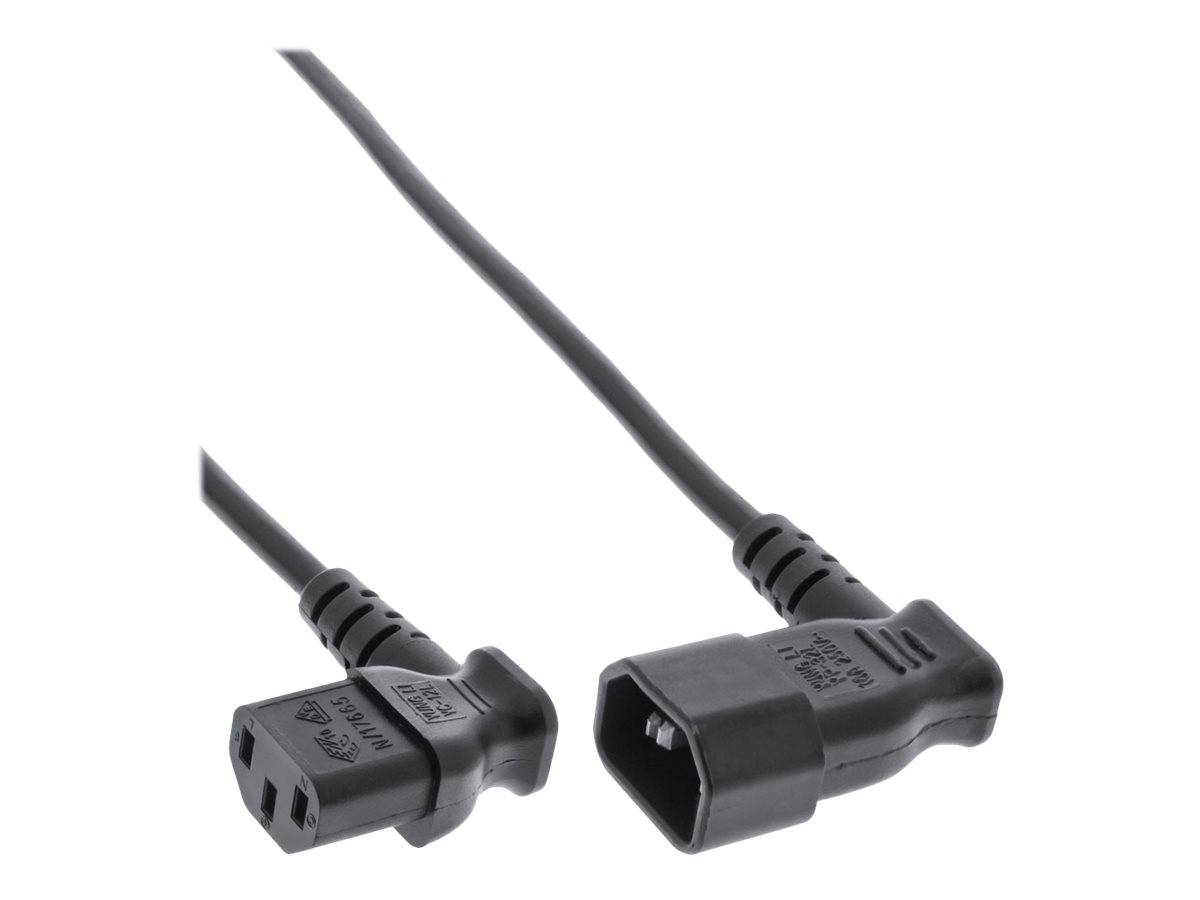 INLINE - Netzkabel Kaltgeräteverlängerung - C13 auf C14 90° abgewinkelt - 0,4m