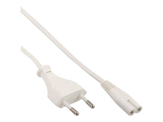 INLINE - Netzkabel - Netzstecker auf Euro 8 C7 Stecker - weiß - 2,0m