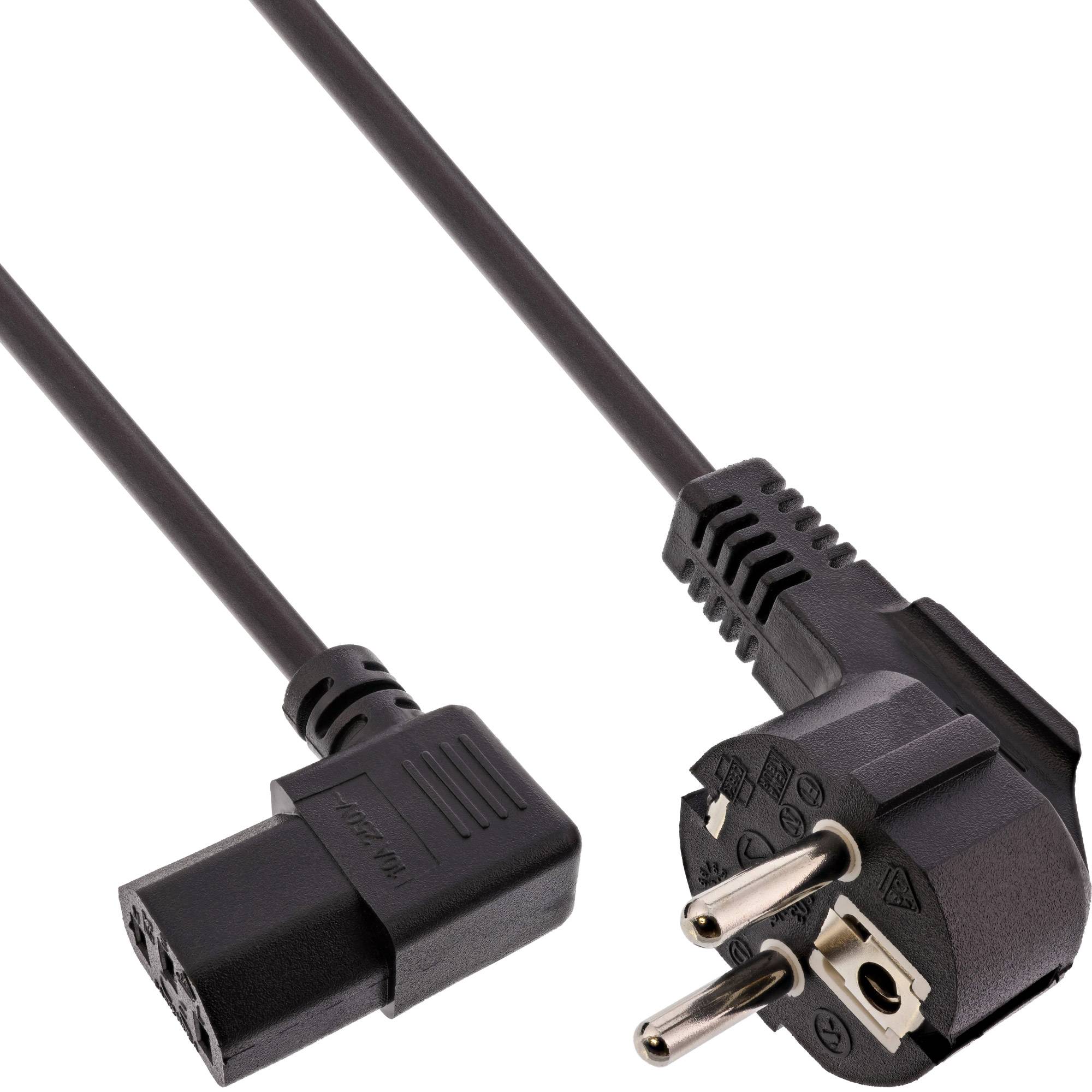 INLINE - Netzkabel - Schutzkontakt gew. auf Kaltgerätest. C13 rechts abgew. - 0,5m