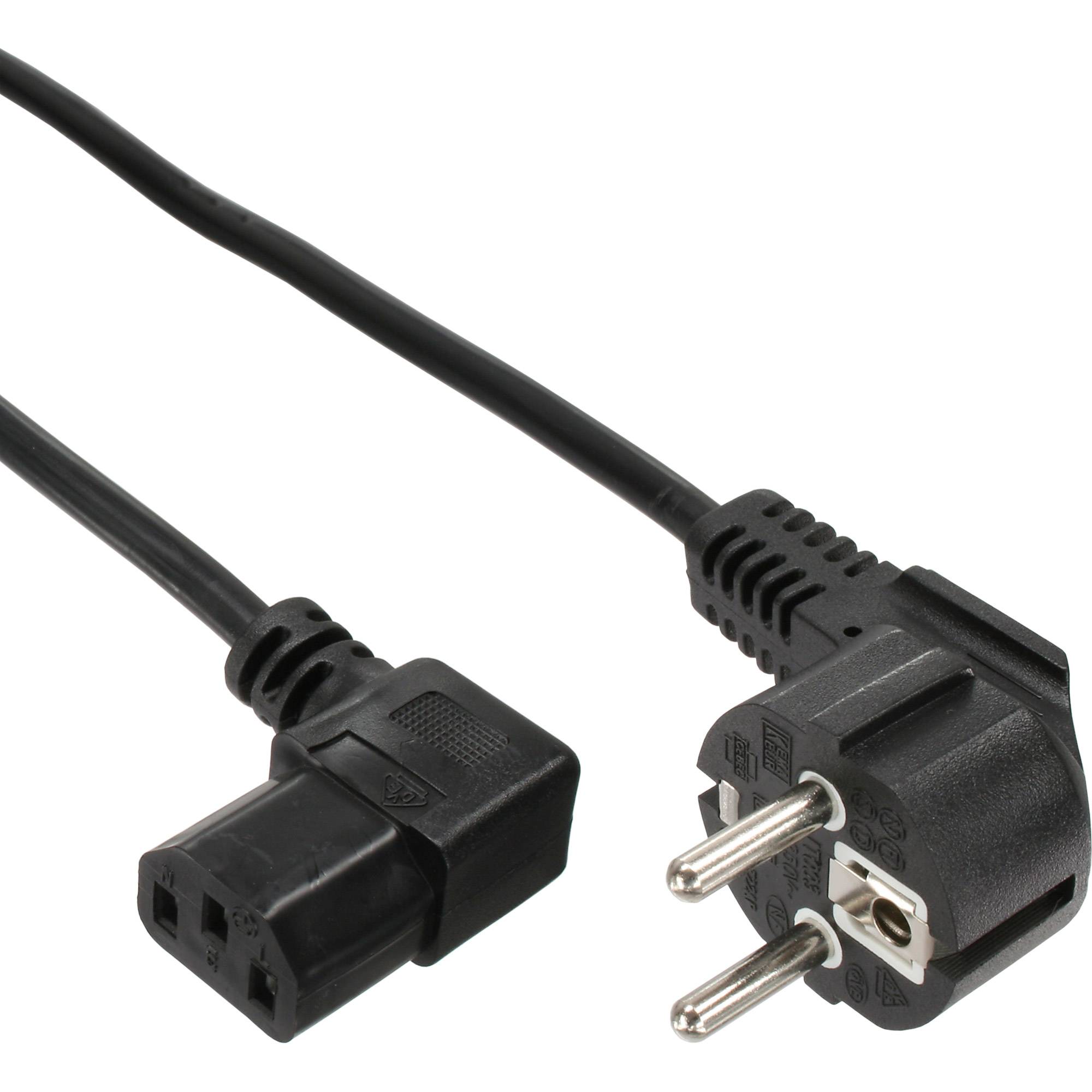 INLINE - Netzkabel - Schutzkontakt gew. auf Kaltgerätest. C13 rechts abgew. - 0,5m