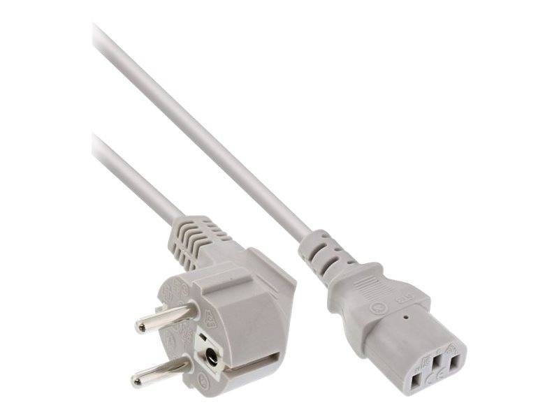 INLINE - Netzkabel - Schutzkontakt gewinkelt auf Kaltgerätestecker C13 - 0,5m - grau