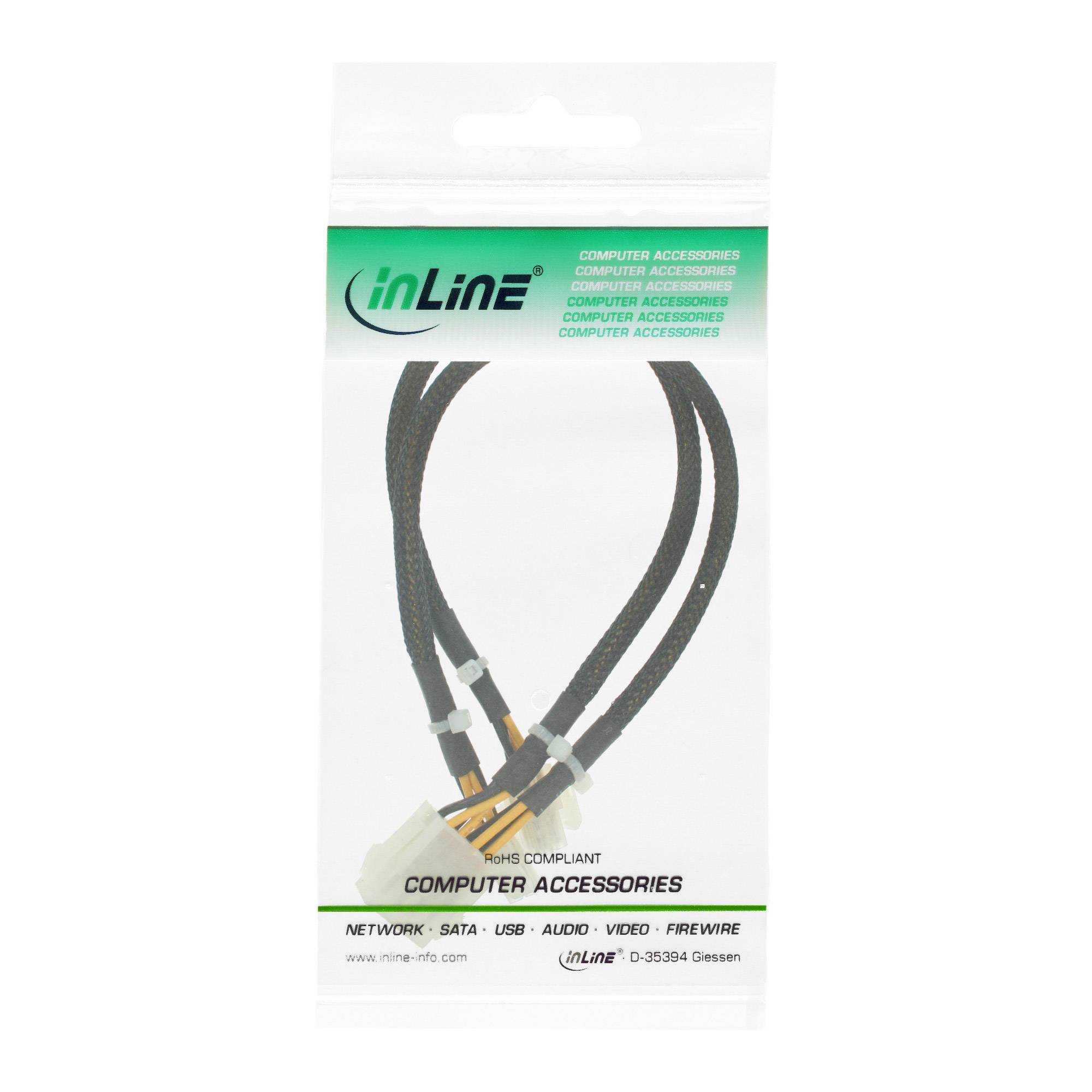INLINE - Strom Verlängerung intern - 2x4pol ST zu 8pol BU - Mainboard - 0,30m