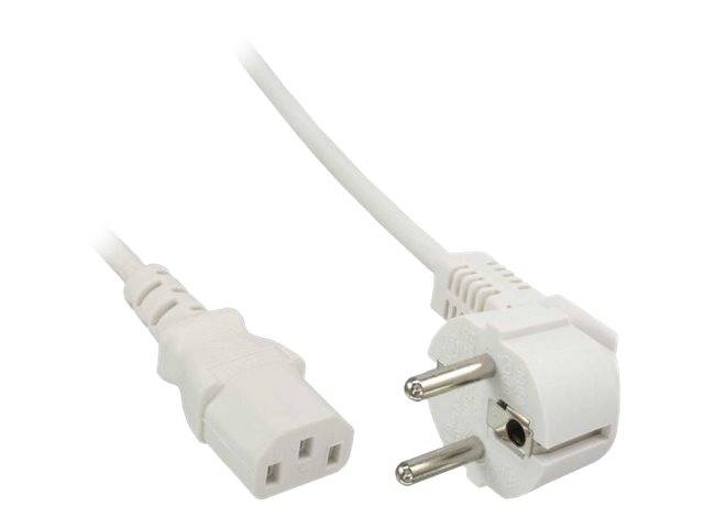 INLINE - Netzkabel - Schutzkontakt gewinkelt auf Kaltgerätestecker C13 - weiß - 0,5m