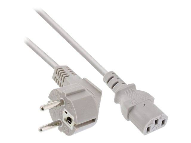 INLINE - Netzkabel - Schutzkontakt gewinkelt auf Kaltgerätestecker C13 - 1,0m - grau