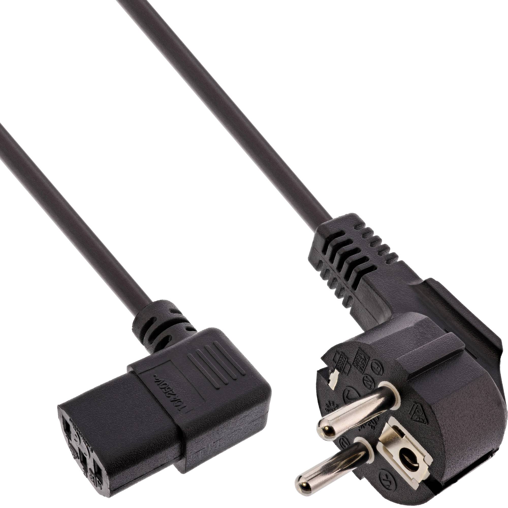 INLINE - Netzkabel - Schutzk. gew. / Kaltgerätest. C13 links abgew. - schwarz - 1,8m
