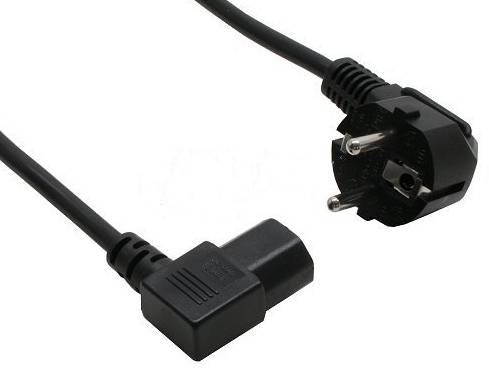 INLINE - Netzkabel - Schutzk. gew. / Kaltgerätest. C13 links abgew. - schwarz - 1m