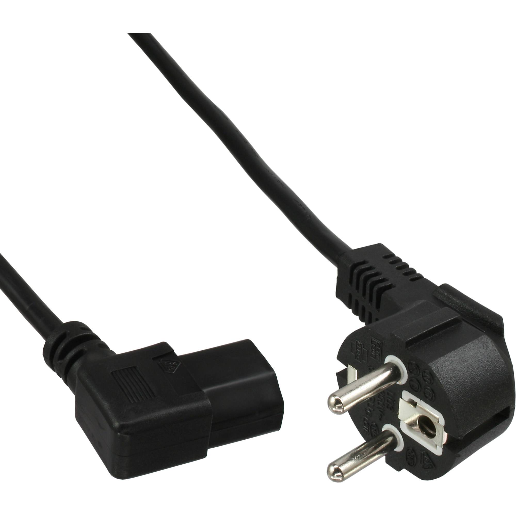INLINE - Netzkabel - Schutzk. gew. / Kaltgerätest. C13 links abgew. - schwarz - 5m