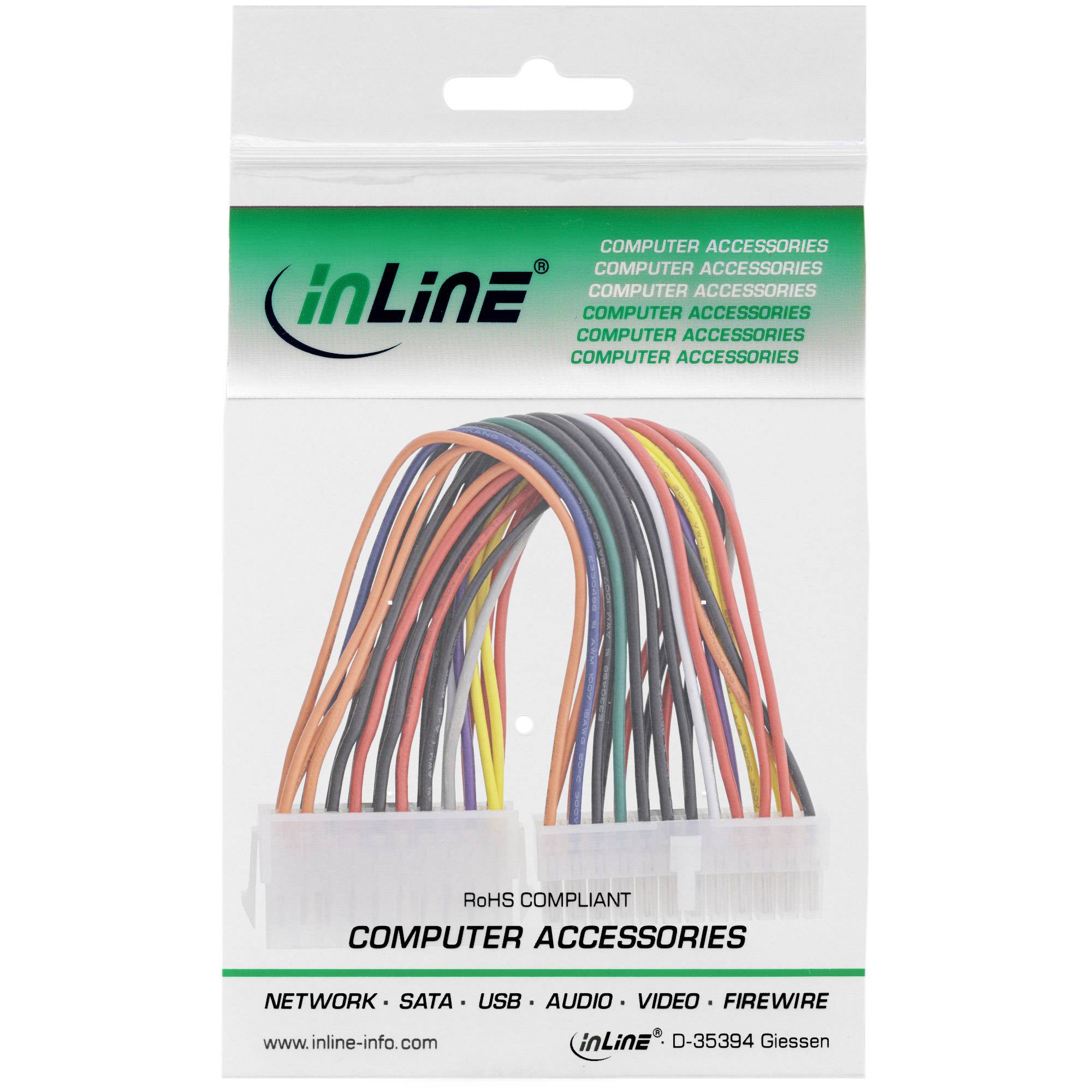 INLINE - Stromadapter intern - 20pol ATX Netzteil zu 24pol EPS12V Mainboard - 0,16m