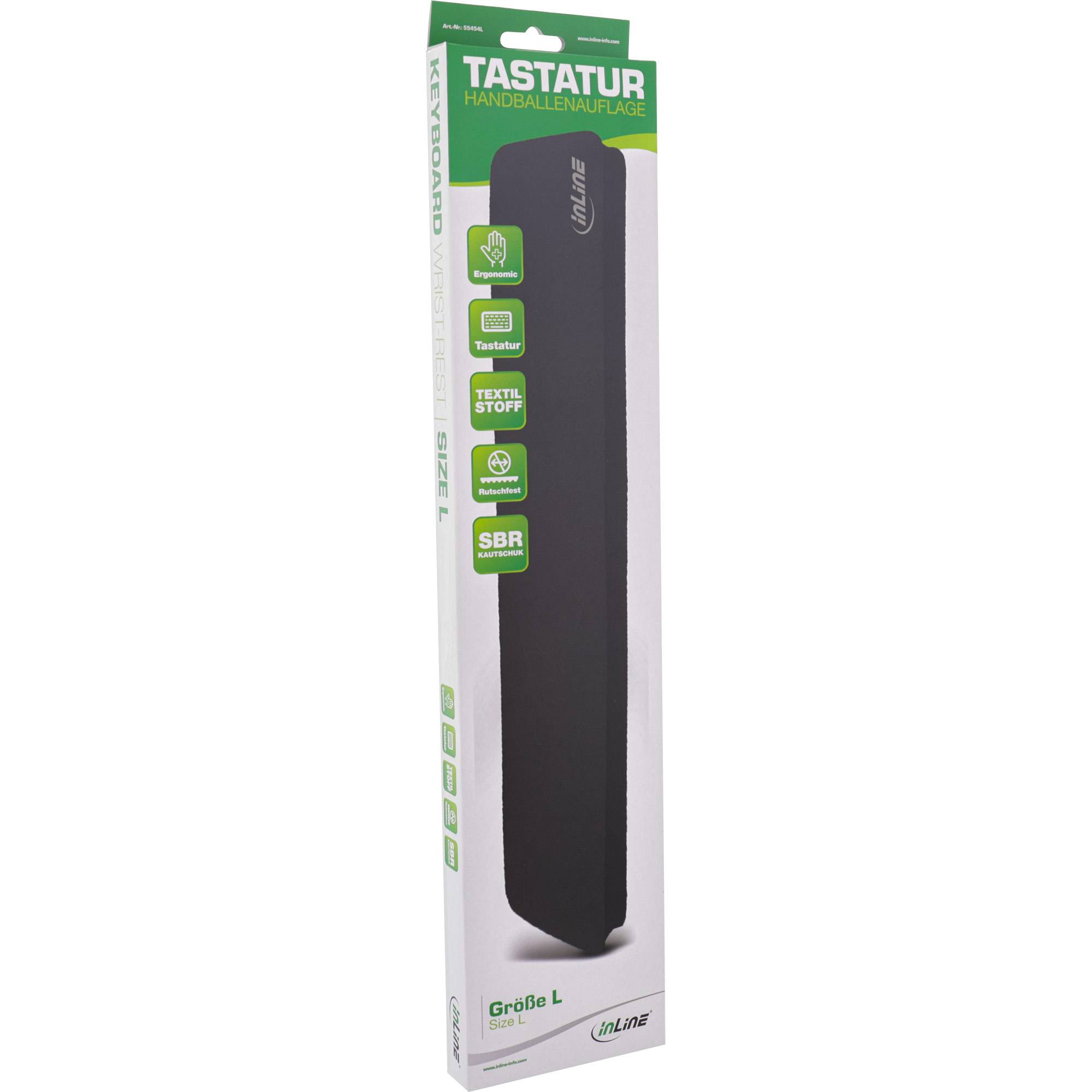 INLINE - Tastatur-Pad M - schwarz - Handballenauflage - 360x70x18mm