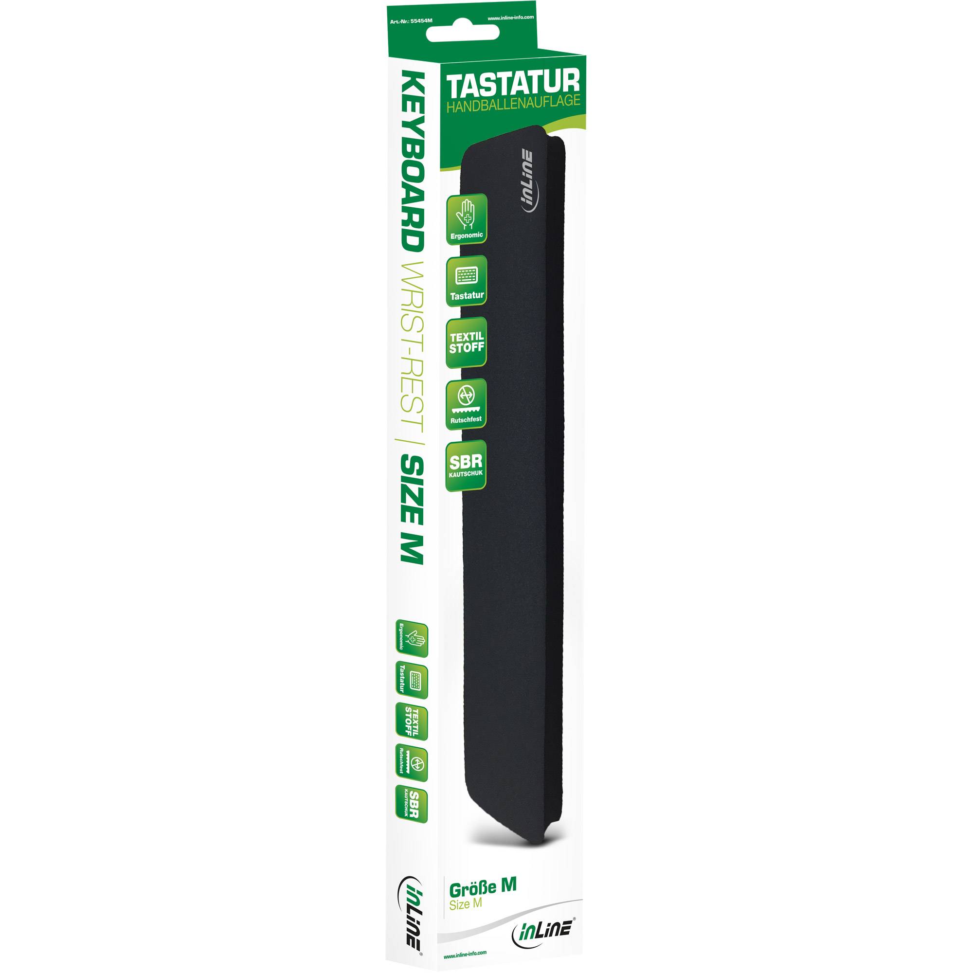 INLINE - Tastatur-Pad M - schwarz - Handballenauflage - 360x70x18mm