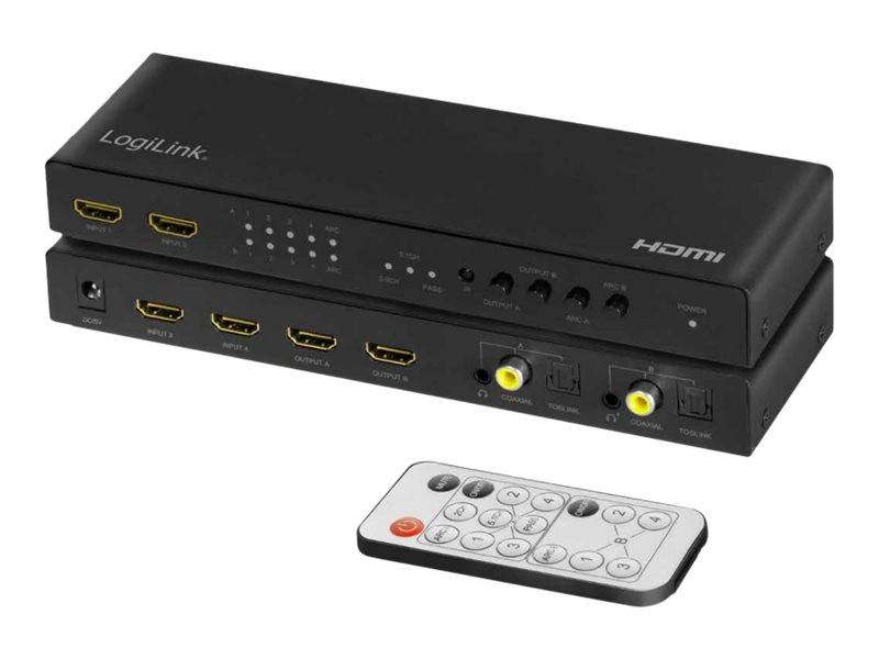 LogiLink 4K 4x2 HDMI Matrix Switch - Video/Audio-Schalter