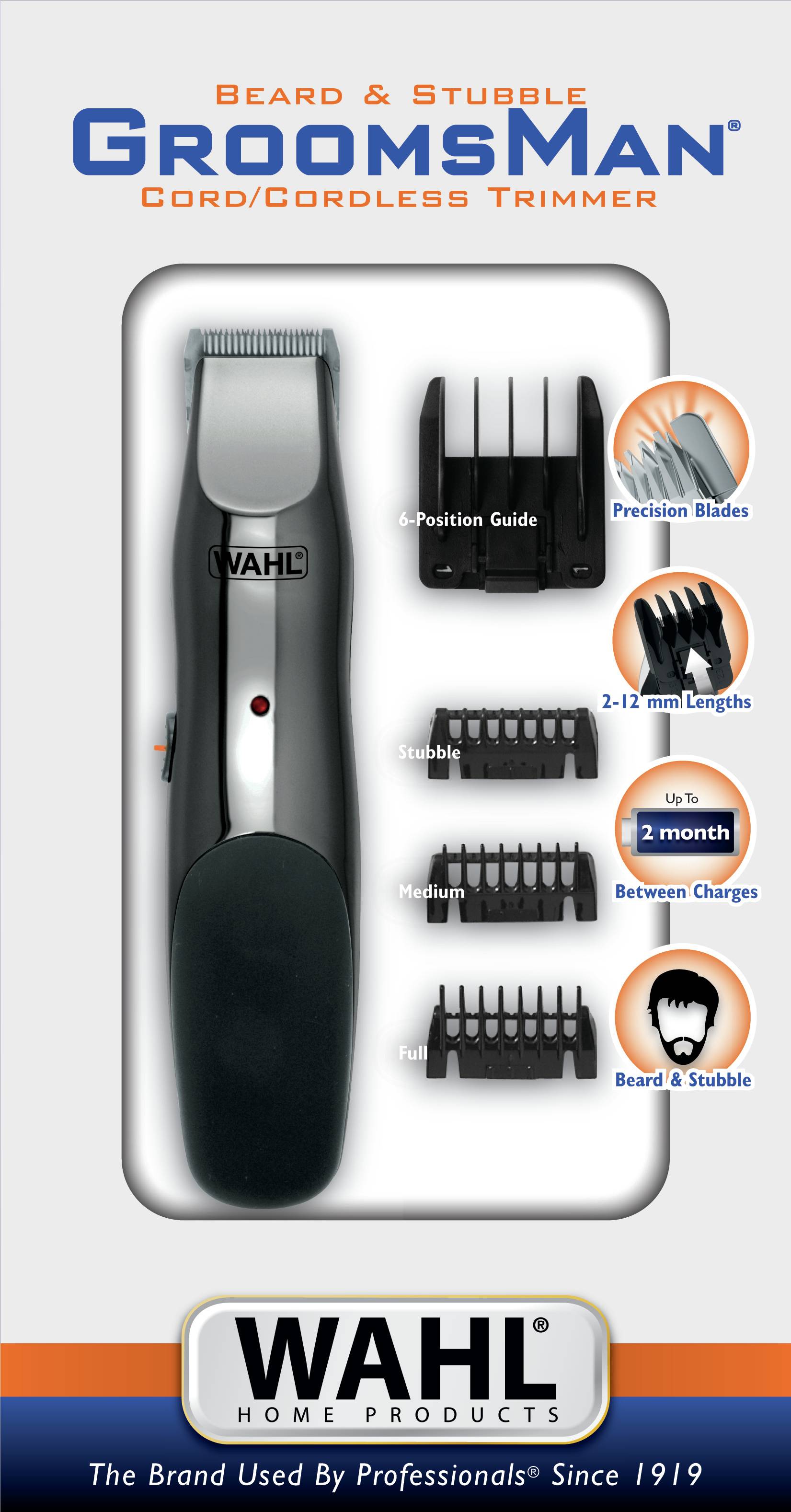 Wahl 09918, Schwarz, Grau, 1 mm, 1,2 cm, 3 cm, Karbonstahl, Akku