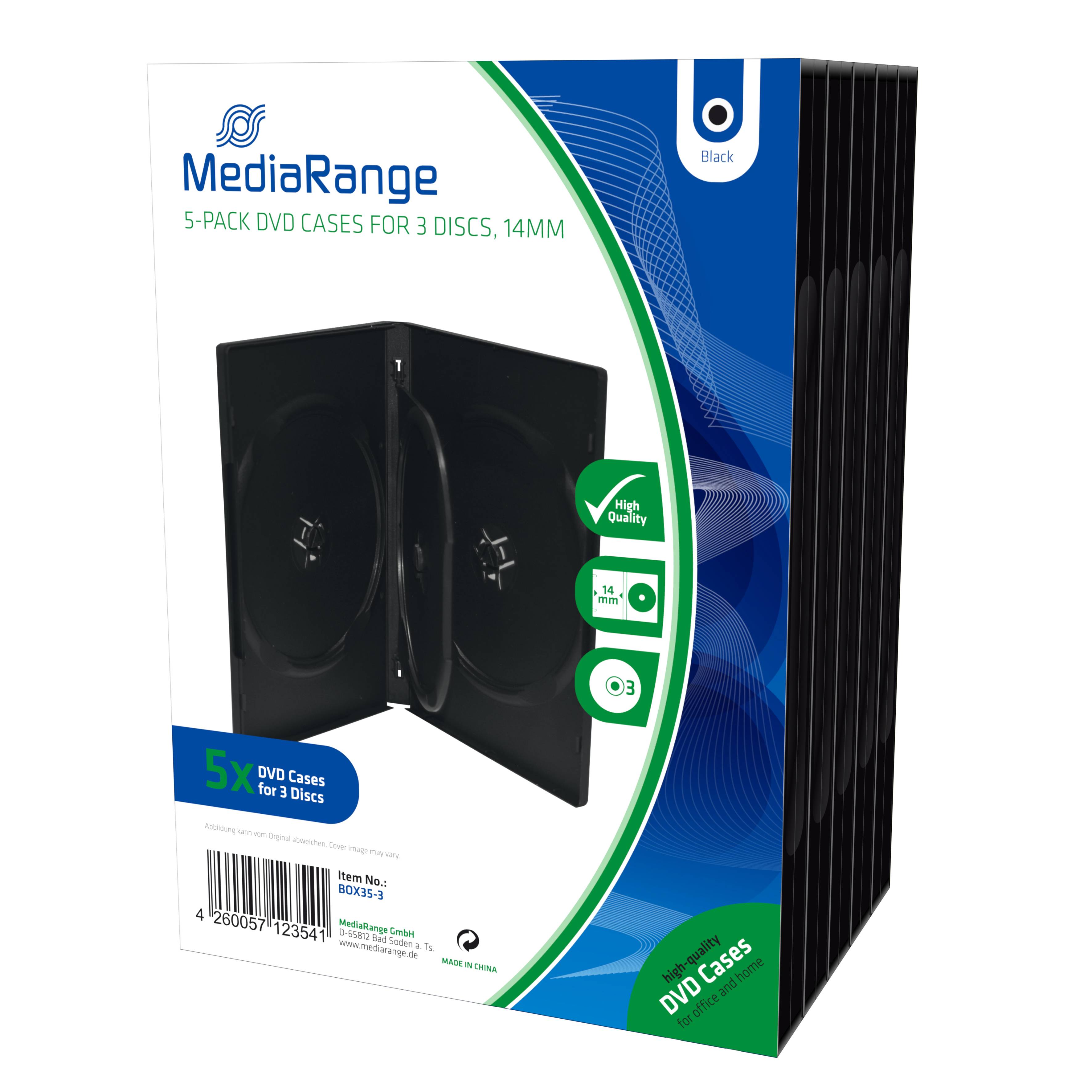 MediaRange Retail pack 3er-DVD-Box - DVD Jewel Case - Kapazität: 3 CD/DVD (Packung mit 5)