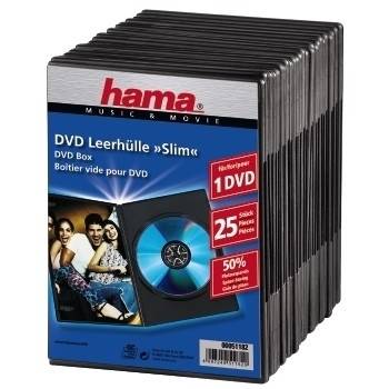 Hama DVD Slim Box - Slim Jewel Case für Speicher-DVD - Kapazität: 1 DVD - Schwarz (Packung mit 25)
