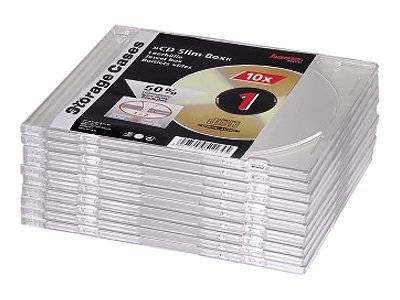 Hama - Slim Jewel Case für Speicher-CD - Kapazität: 1 CD - durchsichtig (Packung mit 10)