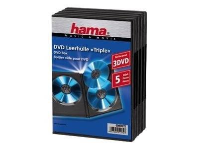 Hama DVD Triple Box - DVD Jewel Case - Kapazität: 3 DVD - Schwarz (Packung mit 5)