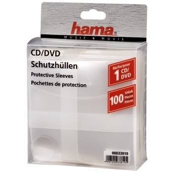 Hama CD/DVD Protective Sleeves - CD-/DVD-Hülle - Kapazität: 1 CD/DVD - durchsichtig (Packung mit 100)