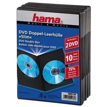 Hama DVD-ROM Slim Double Box - Slim Jewel Case für Speicher-DVD - Kapazität: 2 DVD - Schwarz (Packung mit 10)