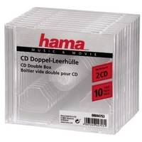 Hama CD Double Jewel Case - Behälter CD-Aufbewahrung - Kapazität: 2 CD - durchsichtig (Packung mit 10)