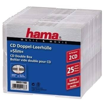 Hama - Slim Jewel Case für Speicher-CD - Kapazität: 2 CD - durchsichtig (Packung mit 25)