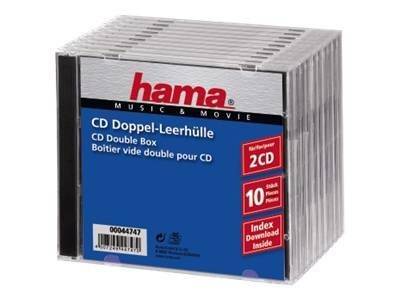 Hama CD Double Jewel Case Standard - Behälter CD-Aufbewahrung - Kapazität: 2 CD - durchsichtig (Packung mit 10)