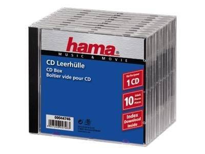 Hama - Behälter CD-Aufbewahrung - Kapazität: 1 CD - Schwarz, durchsichtig (Packung mit 10)
