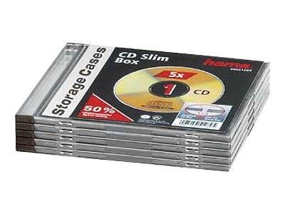 Hama - Slim Jewel Case für Speicher-CD - Kapazität: 1 CD - durchsichtig schwarz (Packung mit 5)