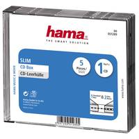 Hama - Slim Jewel Case für Speicher-CD - Kapazität: 1 CD - durchsichtig schwarz (Packung mit 5)