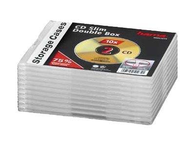 Hama - Slim Jewel Case für Speicher-CD - Kapazität: 2 CD - durchsichtig (Packung mit 10)