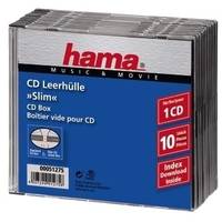 Hama - Slim Jewel Case für Speicher-CD - Kapazität: 1 CD - durchsichtig schwarz (Packung mit 10)