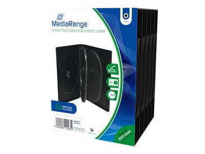 MEDIARANGE DVD Case - Medien-Aufbewahrungsbox - Kapazität: 5 DVD - Schwarz (Packung mit 5)