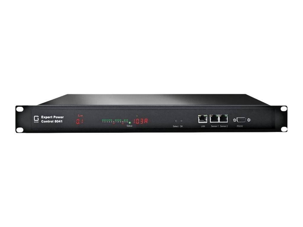 Vorderansicht eines Expert Power Control 8041 Schrank-montierten Stromregler mit digitaler Anzeige, Status-LEDs und Netzwerk-Anschlüssen.
