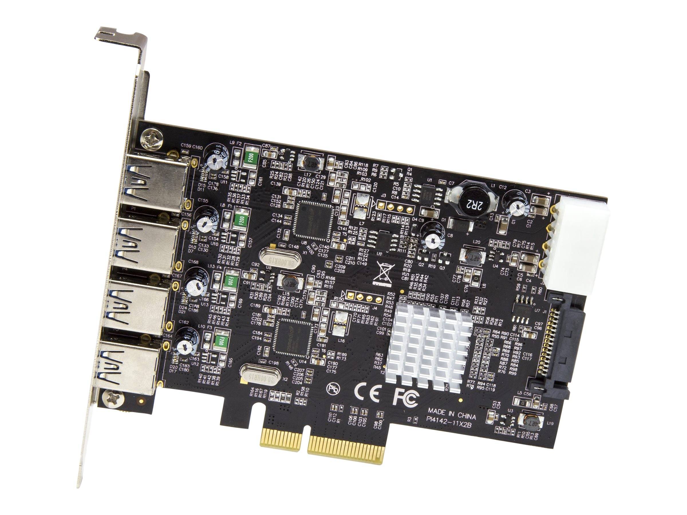 StarTech.com 4-Port USB PCIe Adapter - 10 Gbit/s USB 3.1/3.2 Gen 2 Typ-A PCI Express Erweiterungskarte mit 2 Controllern - 4x USB-A