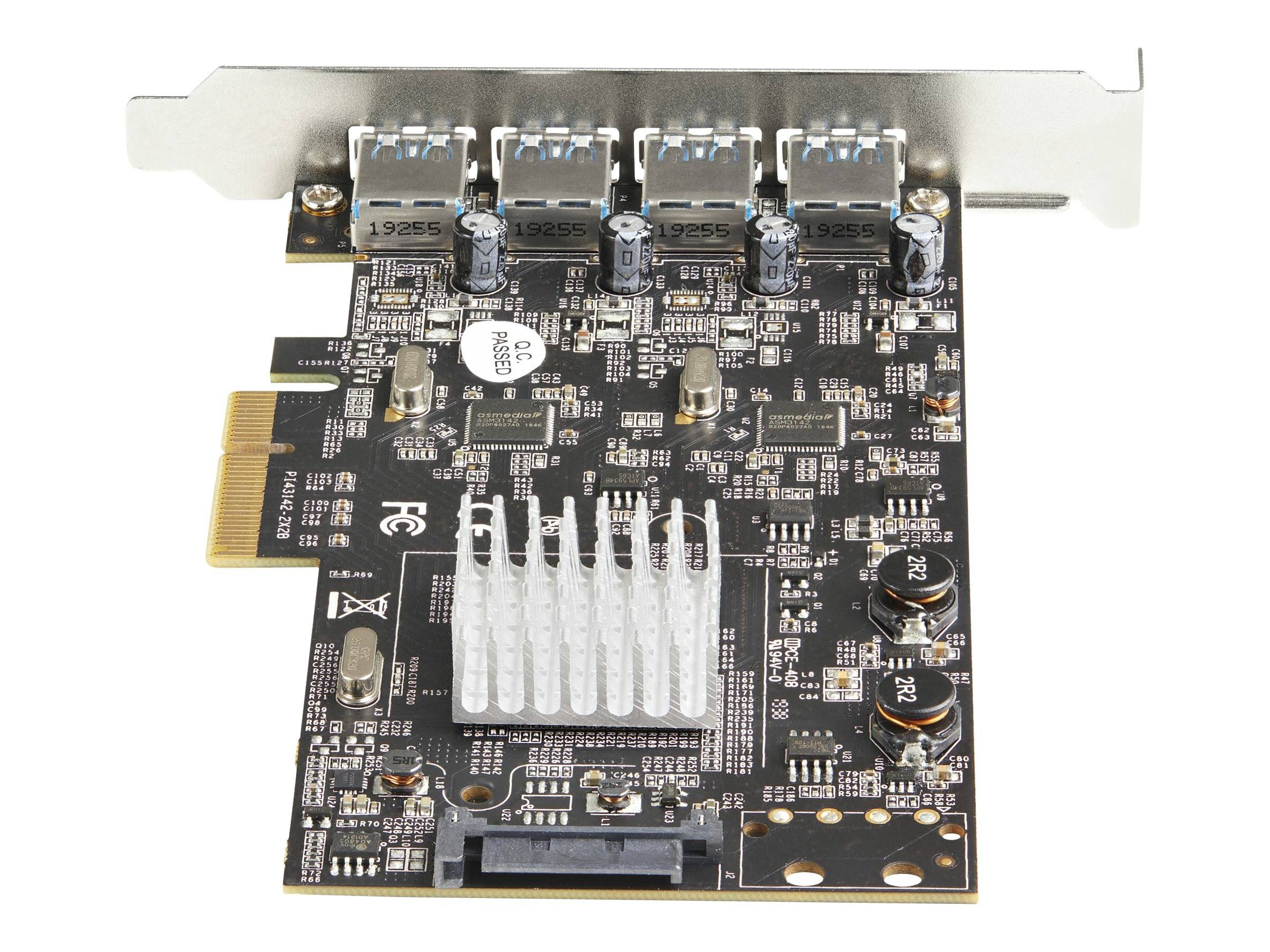 StarTech.com 4-Port USB PCIe Adapter - 10 Gbit/s USB 3.1/3.2 Gen 2 Typ-A PCI Express Erweiterungskarte mit 2 Controllern - 4x USB-A