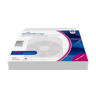 Packung mit MediaRange CD-R Rohlingen, 50er-Pack, abgebildet in der Produktverpackung auf weißem Hintergrund.
