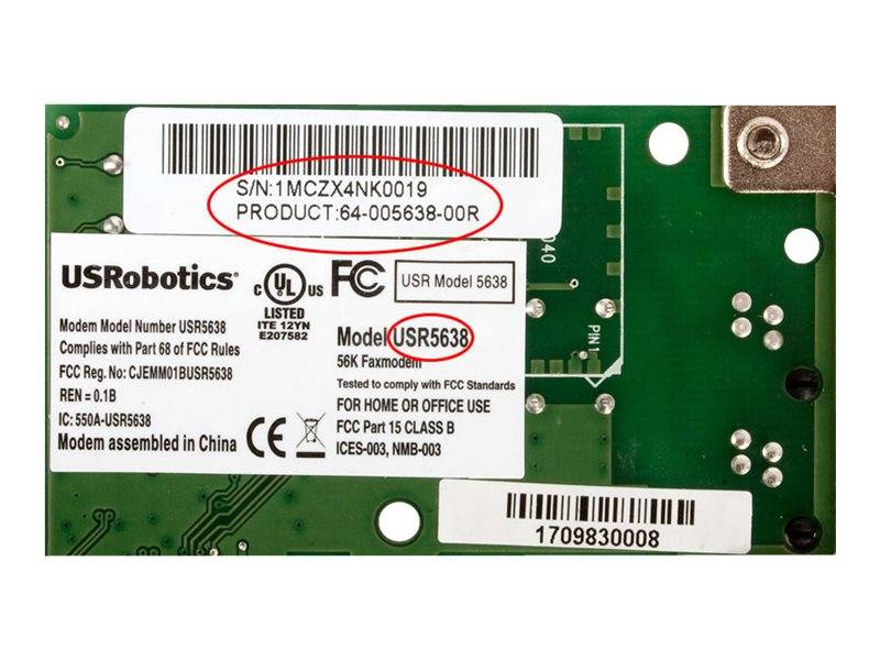 USRobotics USR5638 - Fax / Modem - PCIe x1 - 56 Kbps