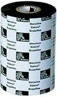 Eine Rolle Zebra-Thermodruckerlabels mit schwarzweißer Branding-Bedruckung auf selbstklebendem Labelstreifen.