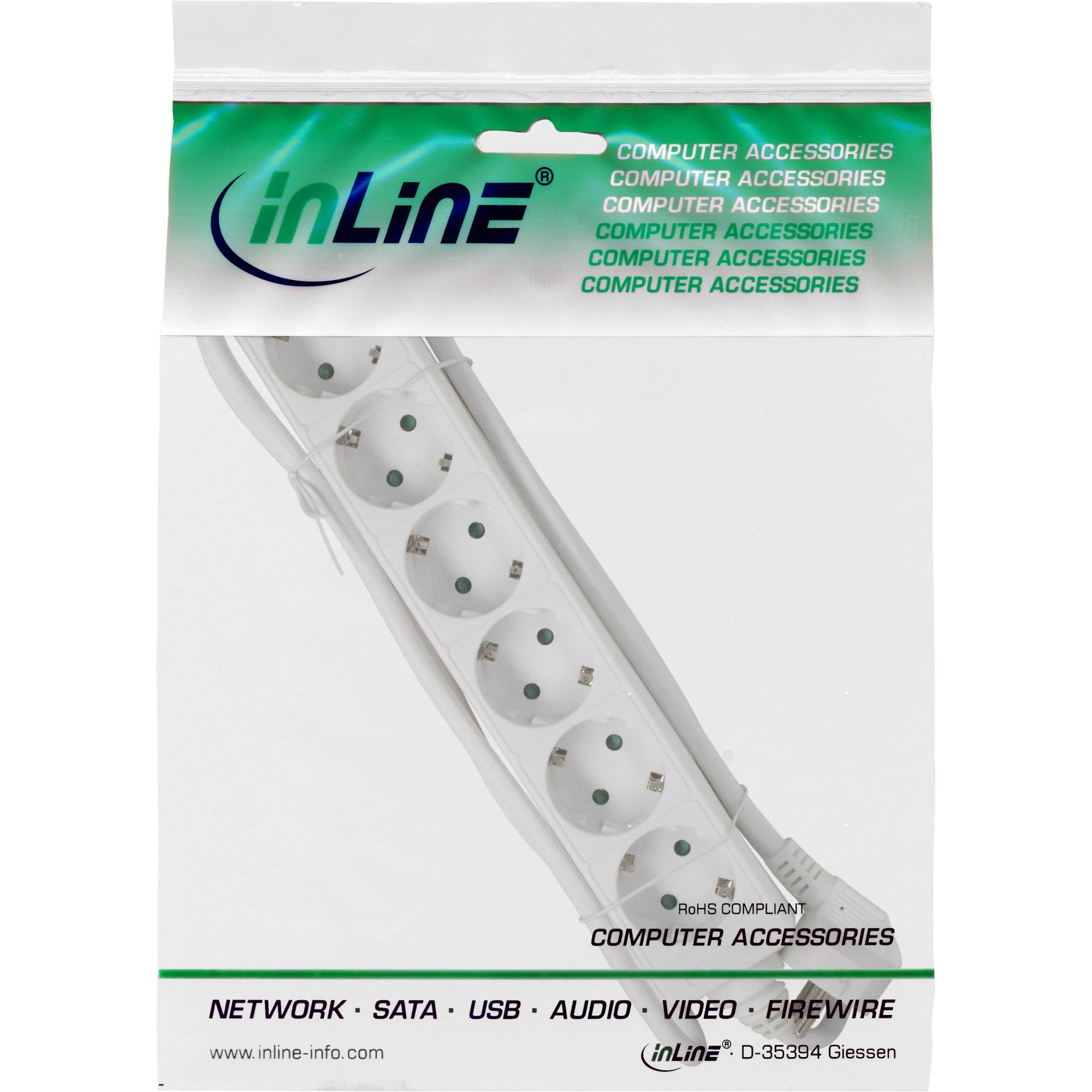 INLINE - Steckdosenleiste - 6-fach Schutzkontakt - weiß - 1,5m