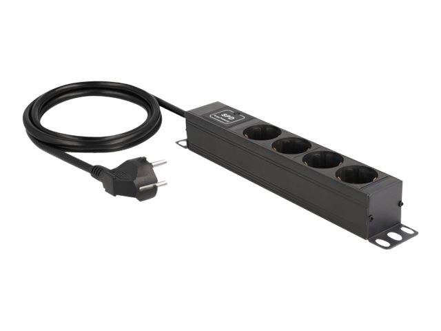 Delock - Steckdosenleiste (Wandmontage) - AC 220-250 V - 3500 Watt - Eingabe, Eingang CEE 7/7 - Ausgangsanschlüsse: 4 (4 x CEE 7/3)