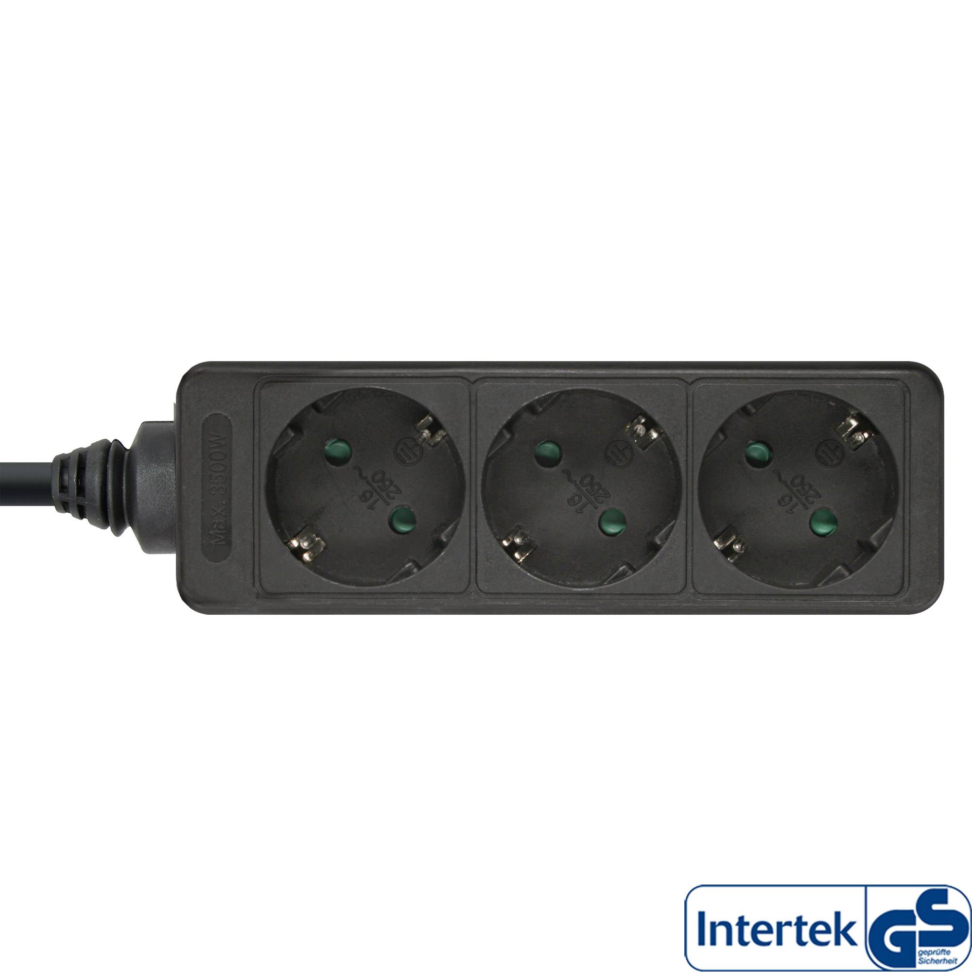 INLINE - Steckdosenleiste - 3-fach Schutzkontakt - schwarz - 1,5m
